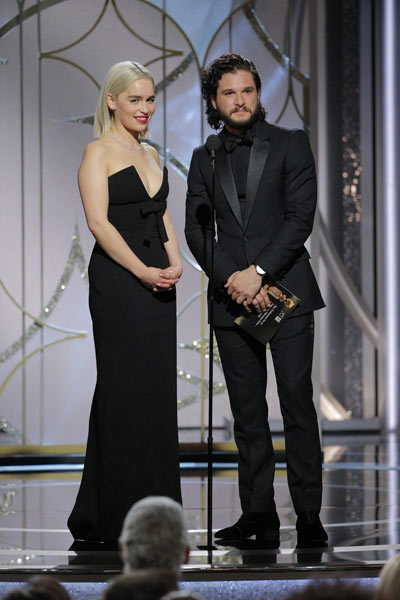 Emilia Clarke et Kit Harrington aux Golden Globes 2018