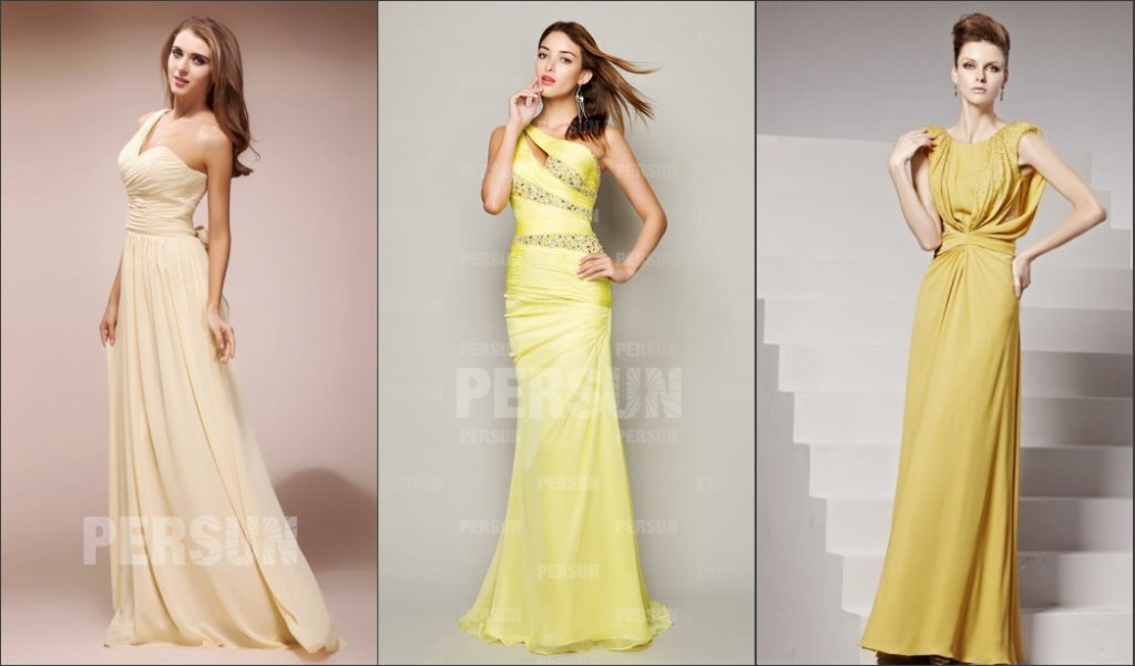 robe de cocktail jaune longue pour automne 2019