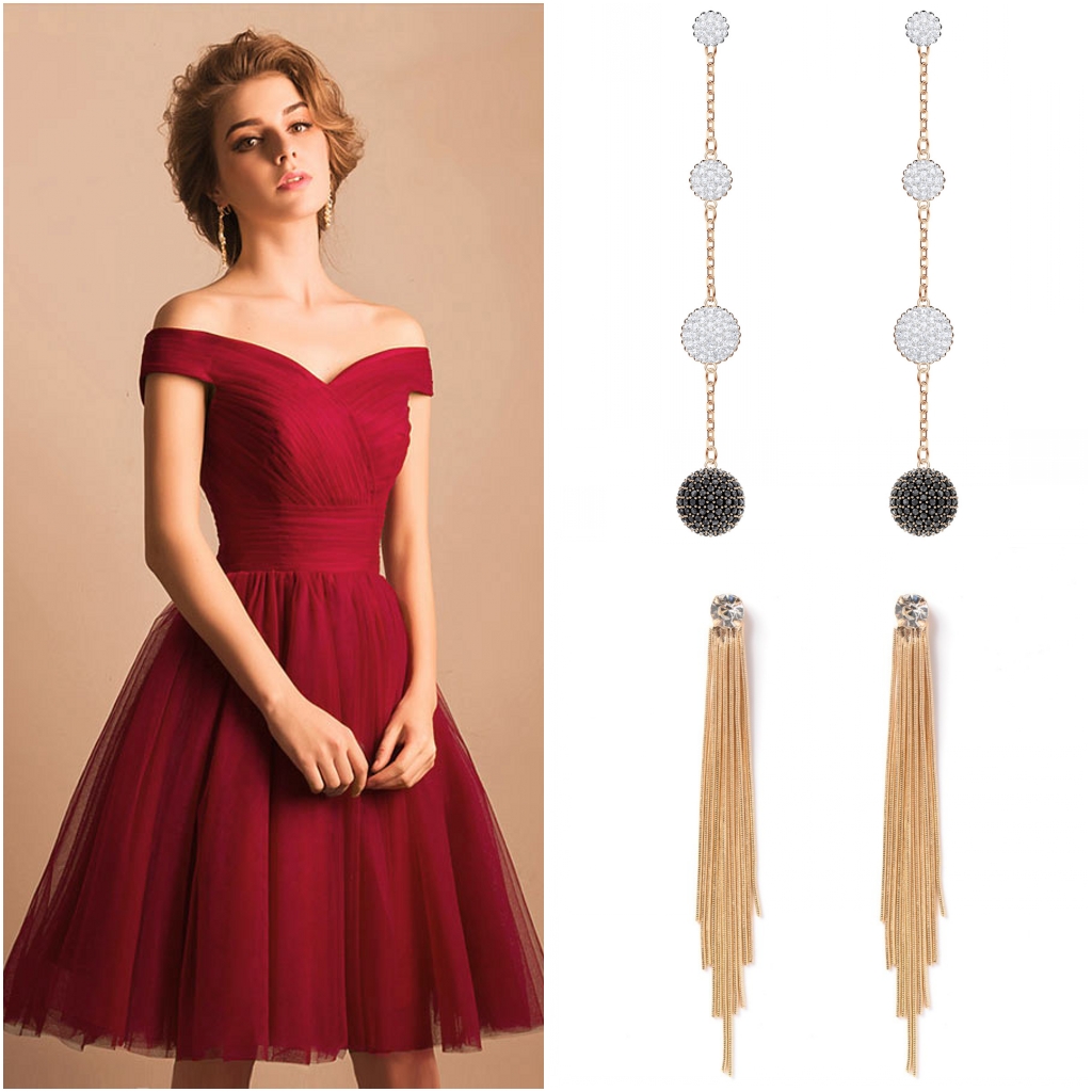 robe de cocktail courte bordeaux simple col bardot