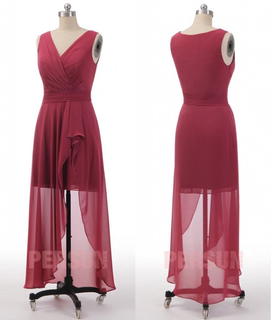 robe cocktail bascule vieux rose cache coeur en mousseline