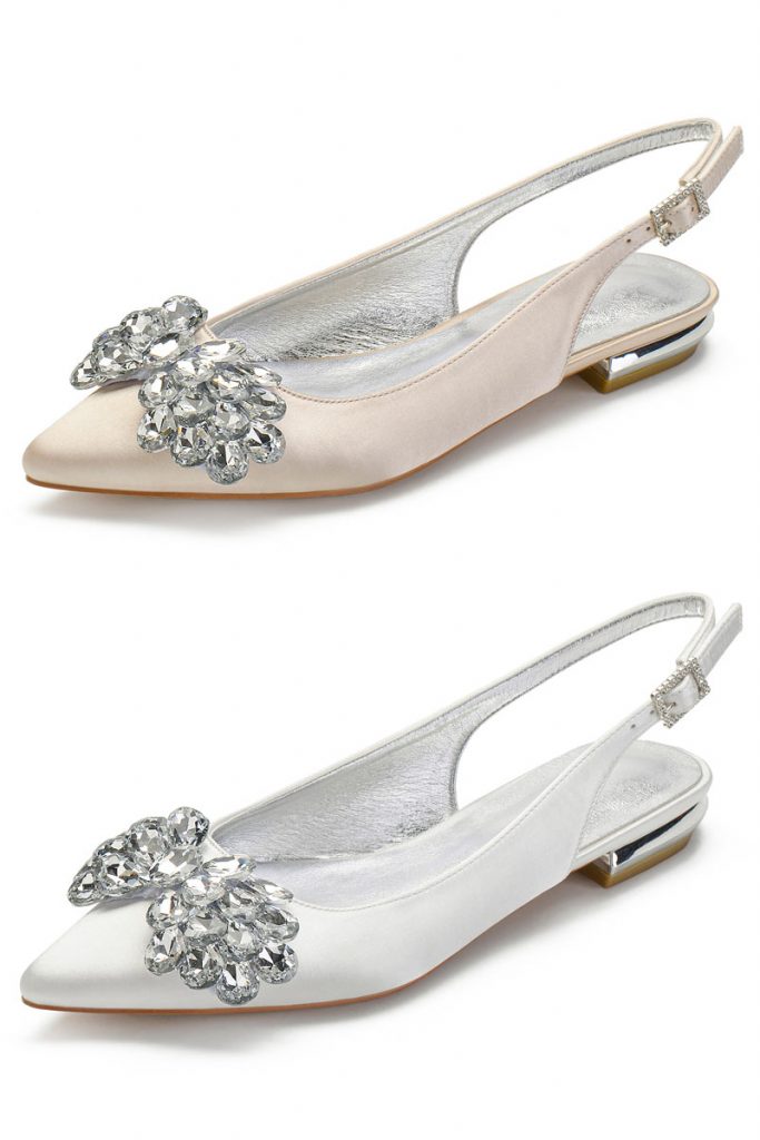 slingback ornée de bijoux à talon plate