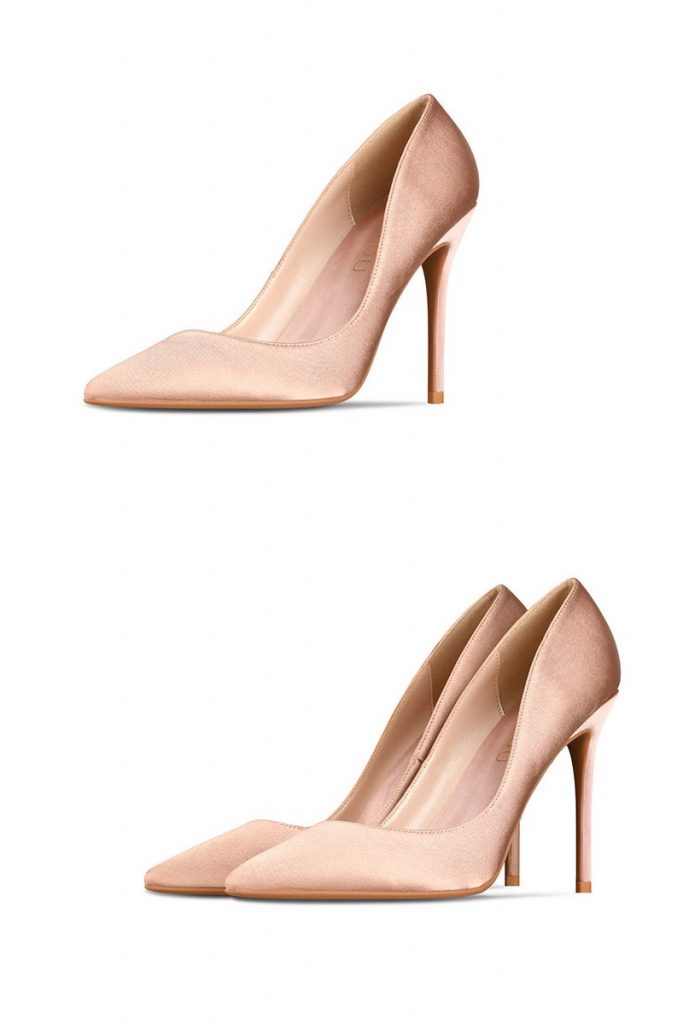 Escarpin nude en soie